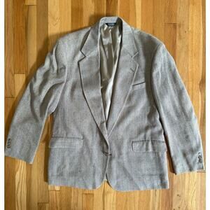 Vintage Orvis Blazer 44 R Beige Silk Wool Hopsack Professor Academia Professor